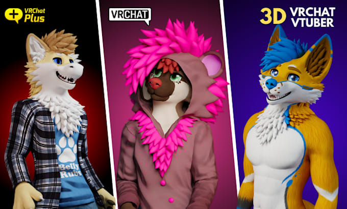 make custom vrchat avatar, vrc avatar, furry, vtuber, 3d model, vseeface, nsfw