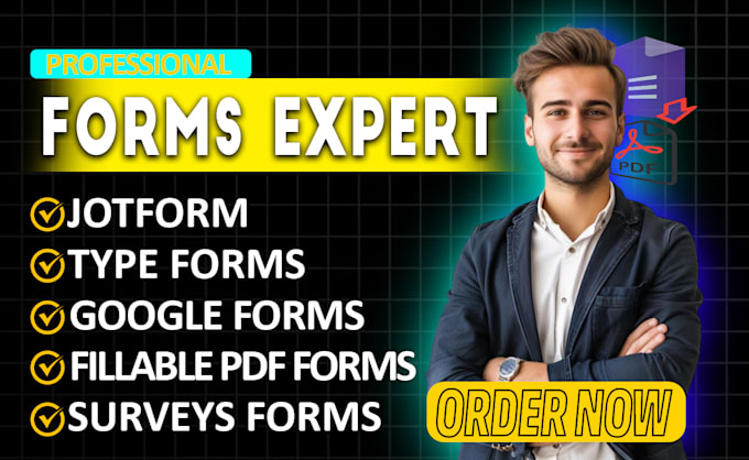 create an online form using jotform, typeform,fill out online survey