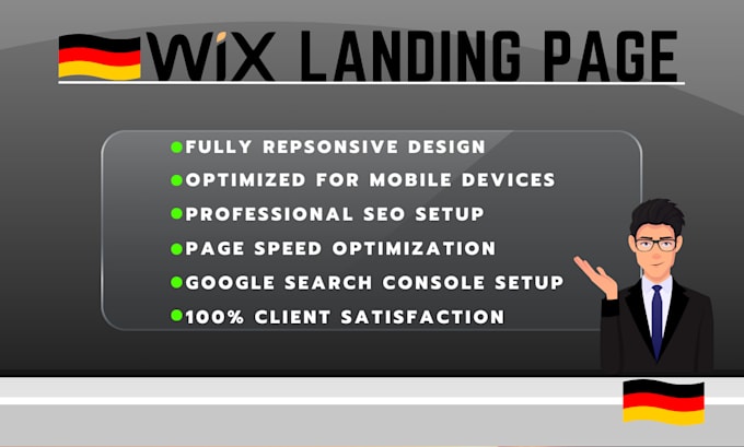 design a german landingpage with professional SEO using wix