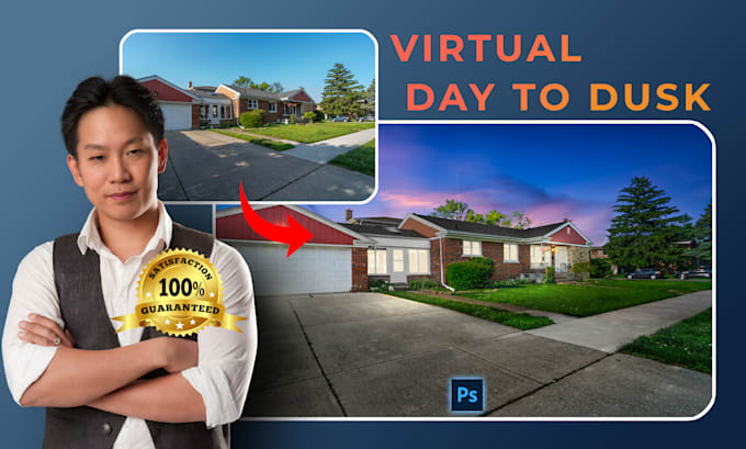 convert real estate photos from day to dusk, twilight