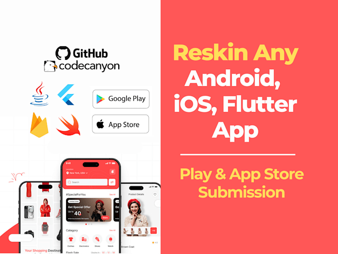Reskin any flutter, android, ios codecanyon app by Bizsailor | Fiverr