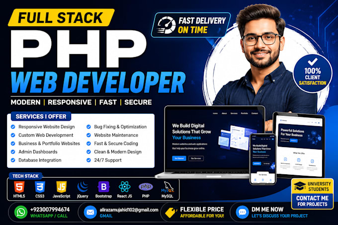 do full stack PHP mysql development build dynamic websites and web apps