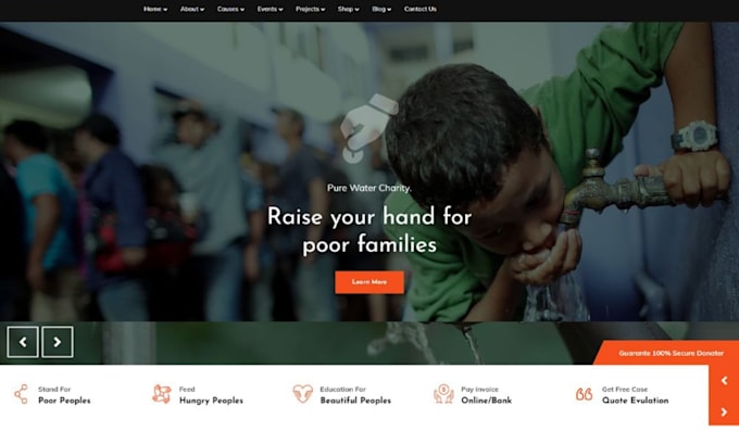 design charity website, nonprofit website ngo website donation website wix