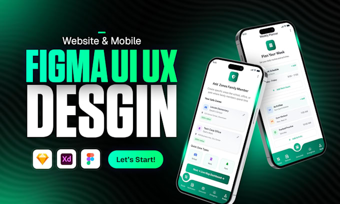 create modern UI UX design for mobile app and website design in figma
