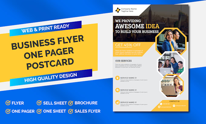 do attractive flyer, one pager, postcard, rack card design