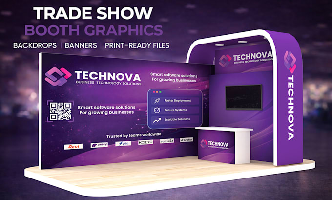design 3d trade show booth or backdrop with print ready files