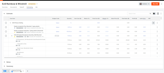 do construction estimation using procore or procontractor