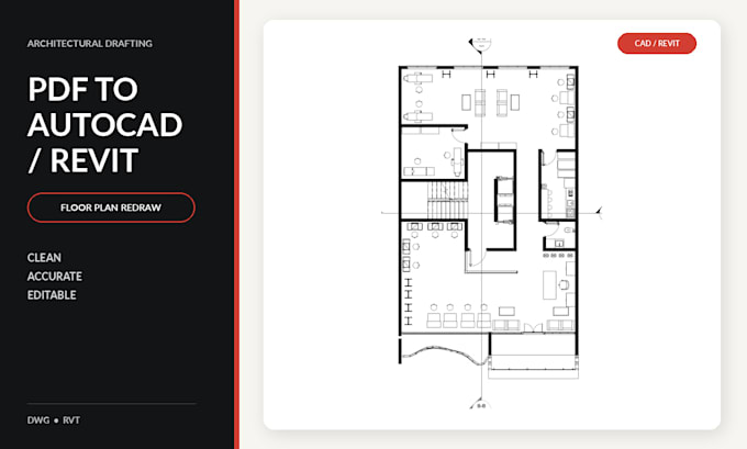 redraw floor plans from PDF to autocad dwg or revit