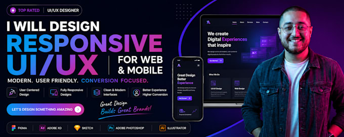 design a responsive UI UX design for a mobile and web