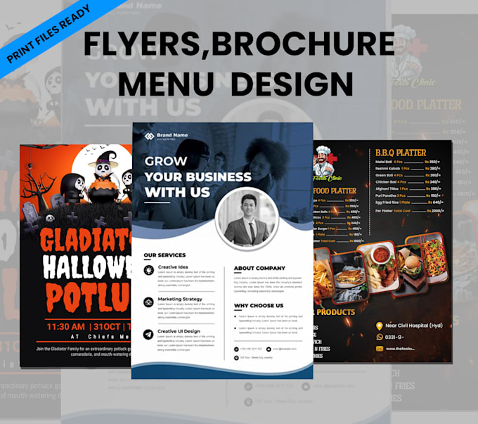 design business flyers brochures menus trifolds