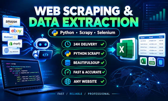 provide python website scraping and data extraction, mining, collection services