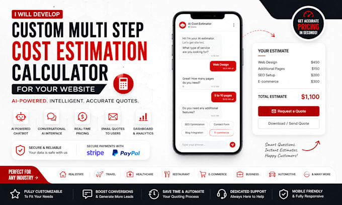 develop a custom multi step cost estimation calculator for your website