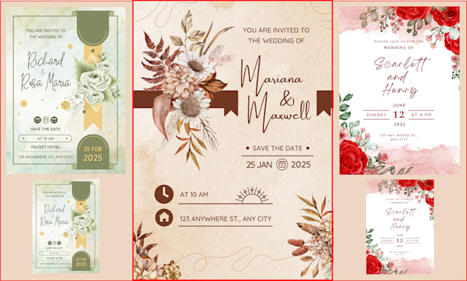 make a themed e card and video for wedding invitations