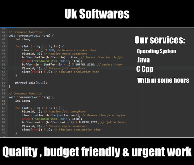 Do operating system in c cpp java within 10 hrs by Uksoftwares | Fiverr