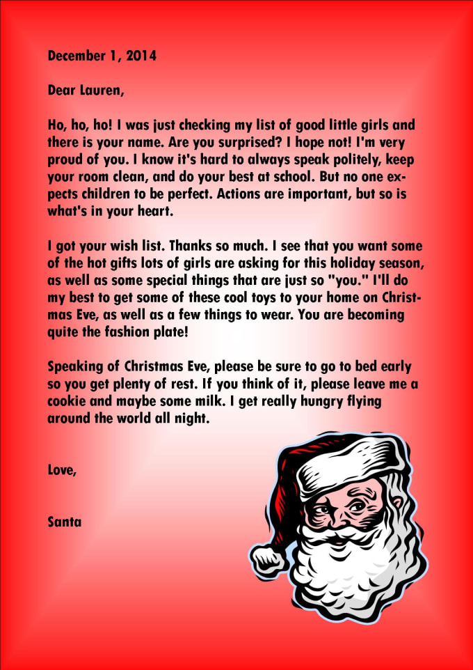 A letter deals from santa claus