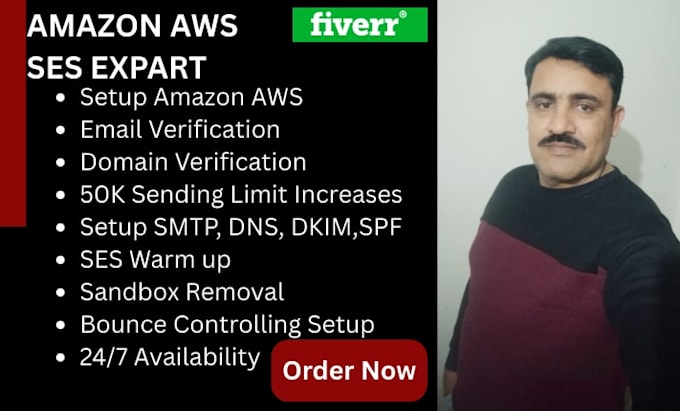 setup and configure amazon AWS ses account take approval for 50k sending limits