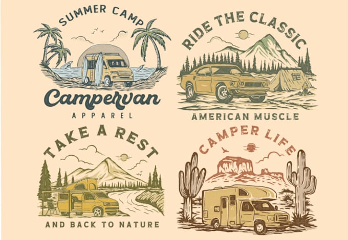 design a vintage retro t shirt with a custom illustration