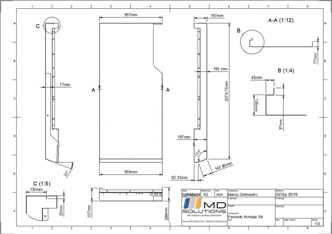 Help you with sheet metal designs, 2d and 3d drawings, dxf files ...