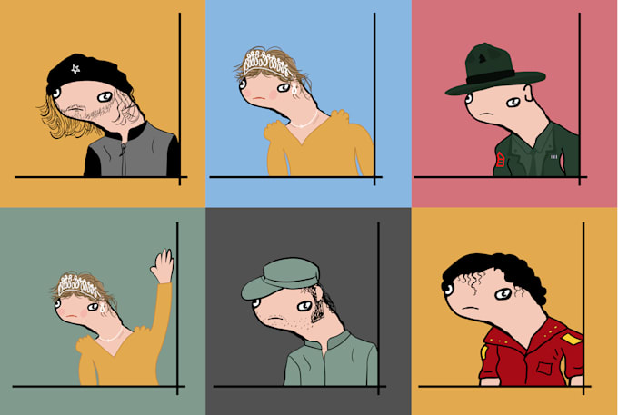 draw doodle art illustration, weird faces, stickmen, anything