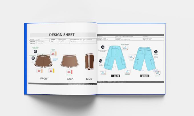 create boxer and bermuda shorts tech pack