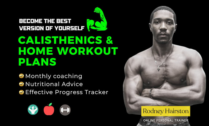 Be your custom fitness coach for gym or home workout plans by Kingrod25 Fiverr