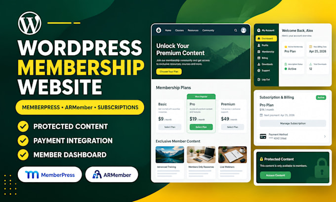 design wordpress membership website or subscription website