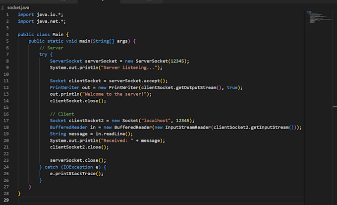 do socket programming and network programming task in python c cpp java