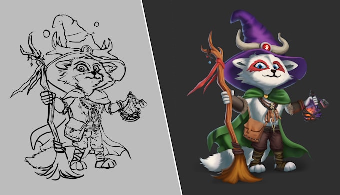 Polish render your 2d cartoon character concept by Arteframeworks | Fiverr