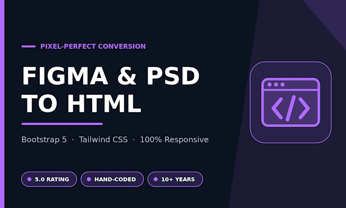 convert figma to html, psd to html responsive bootstrap or tailwind css