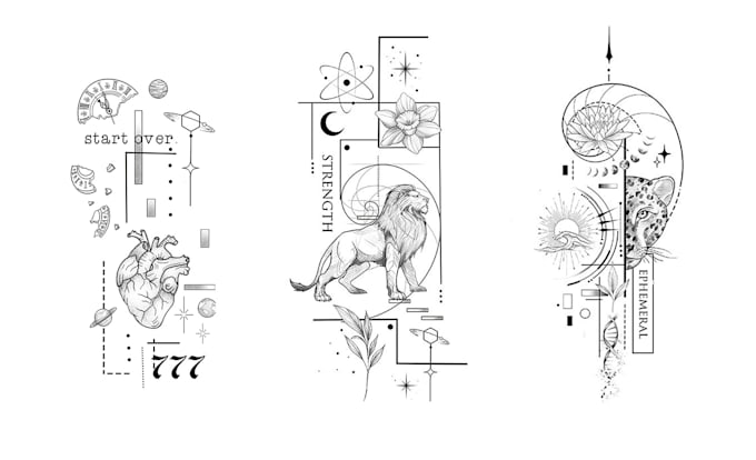 create a minimalist geometric custom tattoo design