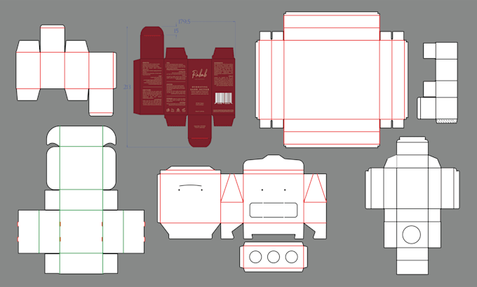 create and design accurate dieline custom template for packaging box cut lines