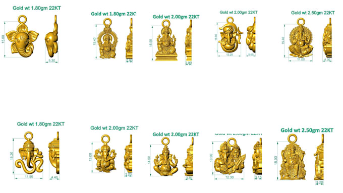 gold pendant combo 1 to 10