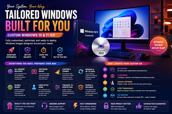generate customize iso, image of windows 10, 11 unattended