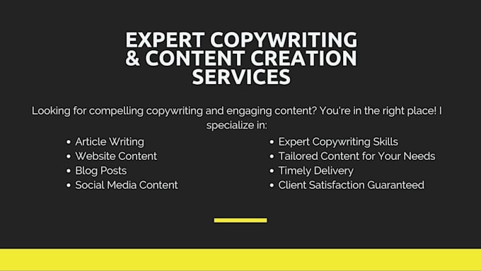 do your copywriting and content creation