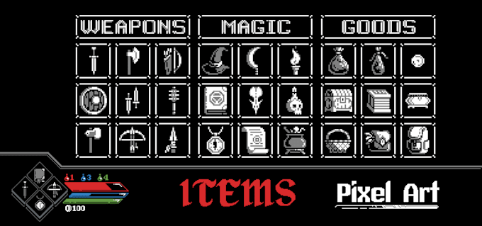 create pixel art items and icons