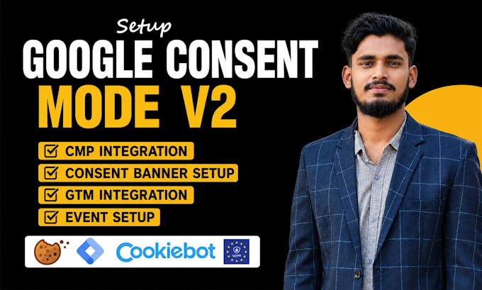 setup google consent mode v2 cookie consent banner with GTM