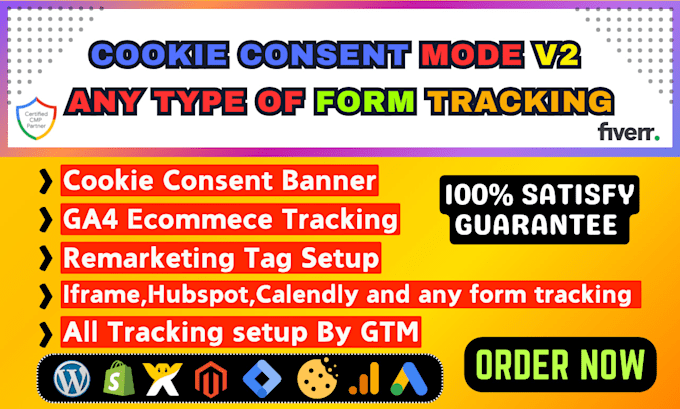 set or fix google consent mode v2, cookie consent banner, ga4, form tracking,GTM