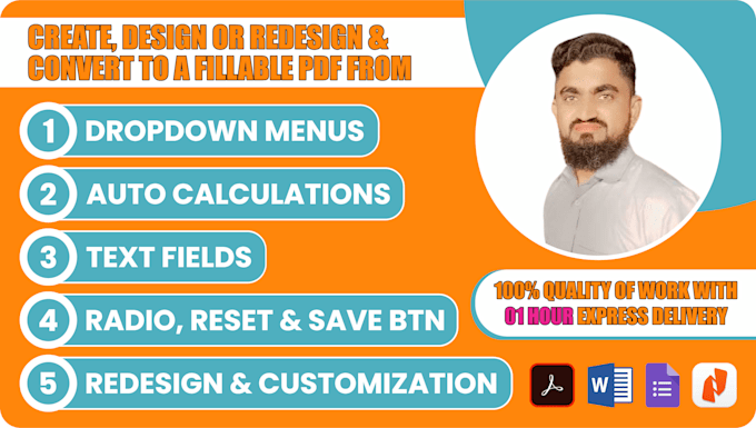 create, design or redesign and convert to a fillable pdf form