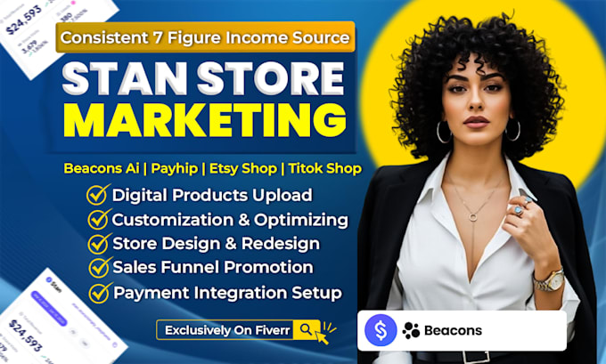 stan store marketing, digital products etsy shop, beacons ai, payhip stan store