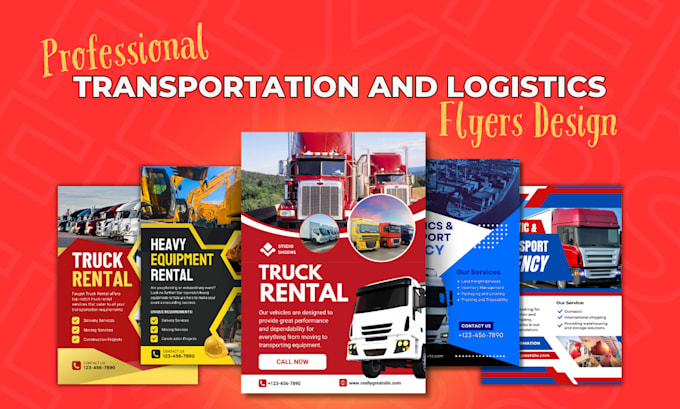 design transport logistics, trucking, dispatching, freight vehicle flyer