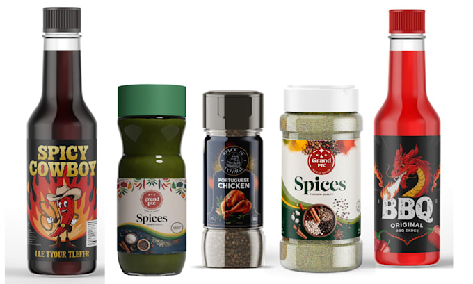 do packaging and label for spice, sauce, seasoning, honey, pikliz,food,BBQ,salsa
