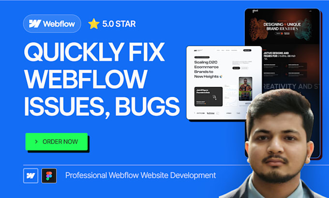 quickly fix your webflow website issues, bugs, errors, and technical problems
