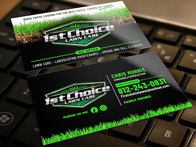 create landscape, cleaning, power washing, lawn care business card