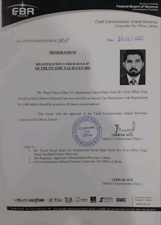 file income tax return with fbr pakistan