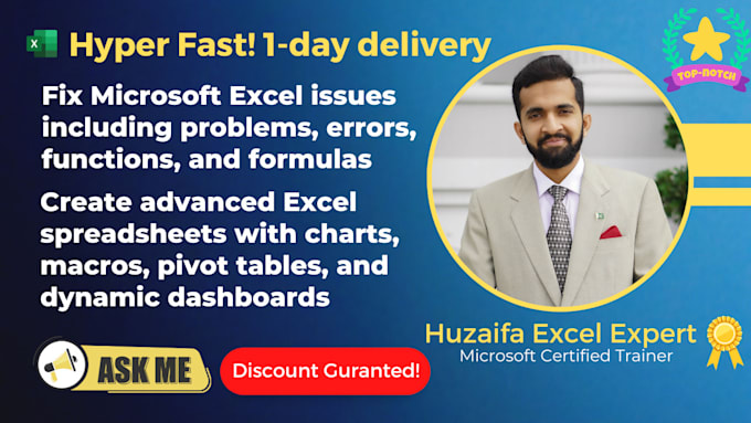 fix microsoft excel problems, errors, create advanced charts in 1 day
