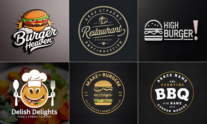 create burger pizza bbq food restaurant logo design