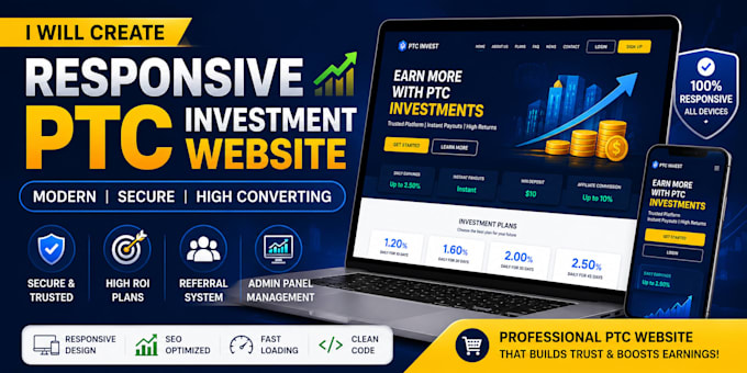 create responsive PTC investment website