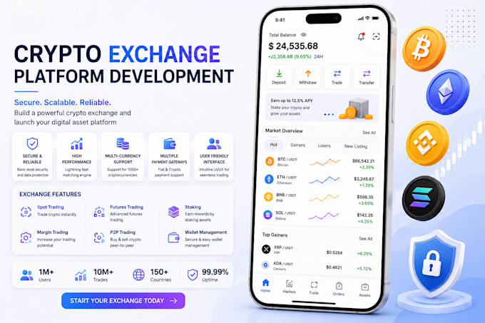 develop crypto exchange website and mobile apps