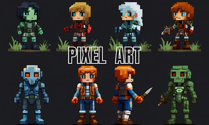 do 2d pixel art character sprite animation game assets