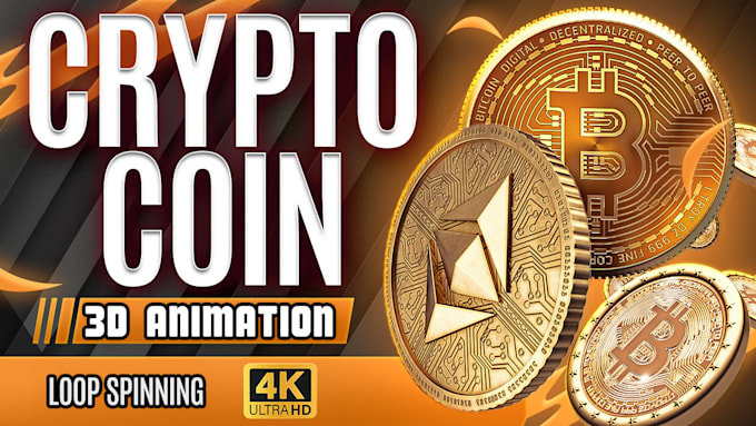 do 3d crypto coin reveal video animation and loop spinning
